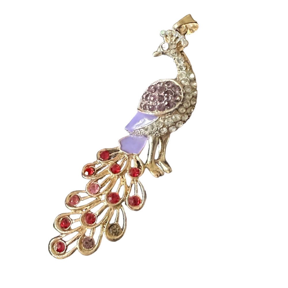 Vintage Gold Plated Peacock with CZ Colored Stones
